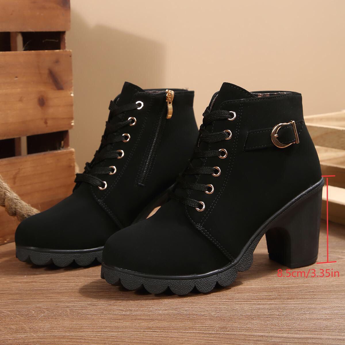 Womens High Heel Ankle Boots with Cross Strap
