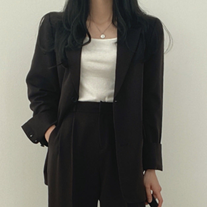 Women Slim Fit Solid Color Suit Set