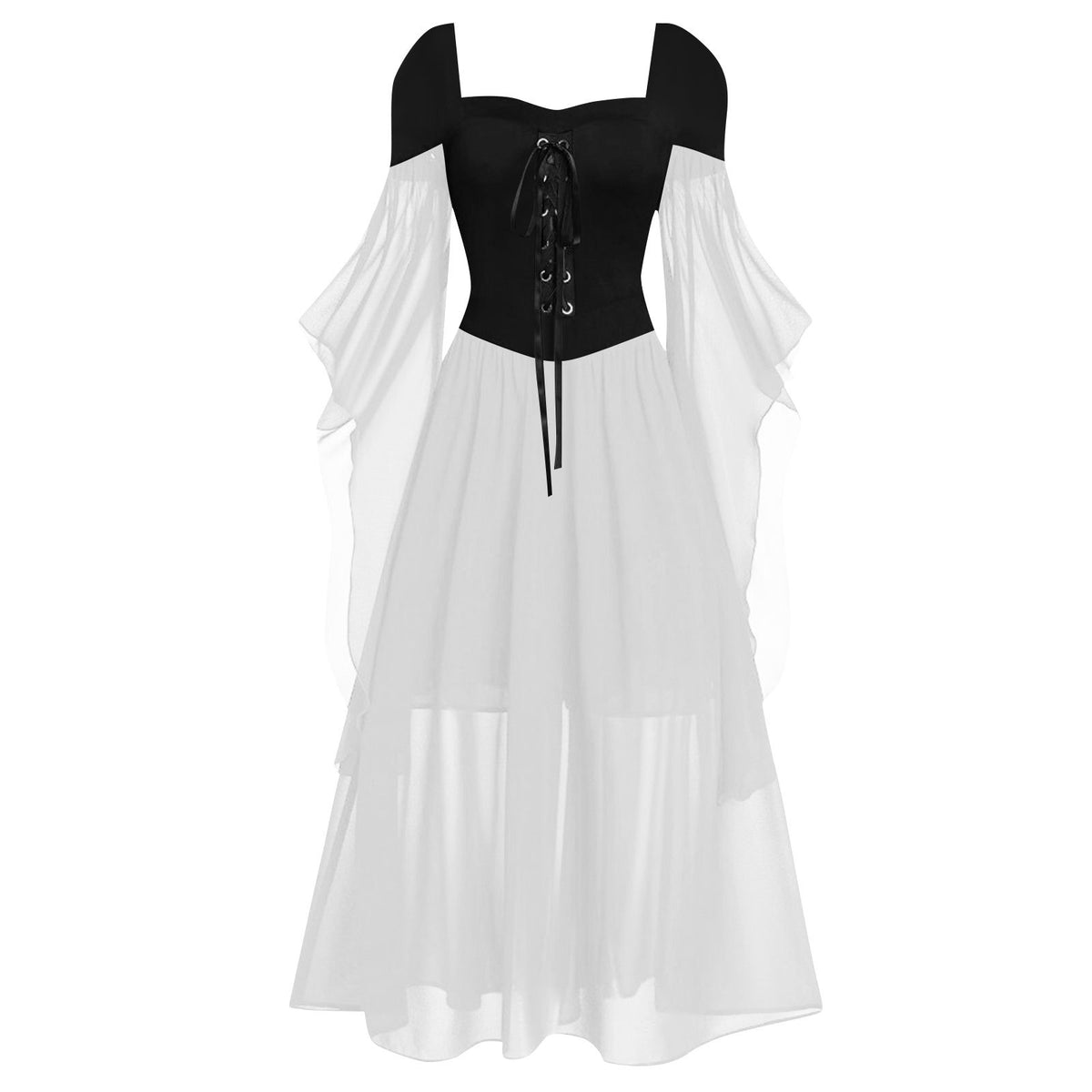 Witch Style Long Dress with Flare Sleeves