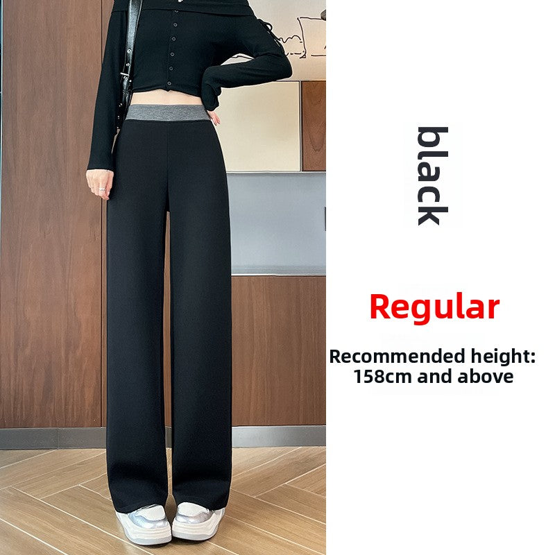High-Waisted Fleece-Lined Wide-Leg Pants