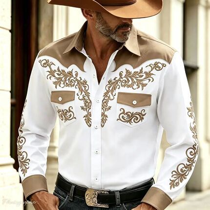 Long Sleeve Western Stand Collar Shirt