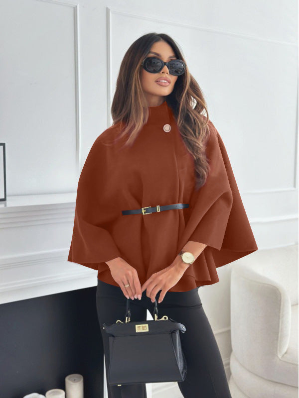 Women's Elegant Wool Cape Coat