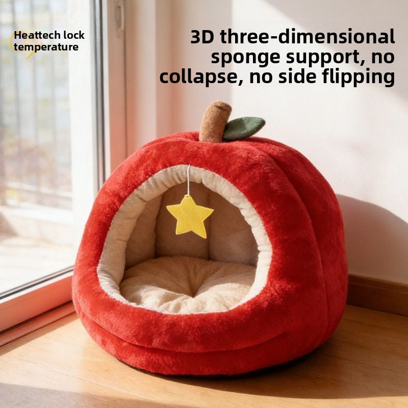 Plush Semi-Enclosed Pet Bed