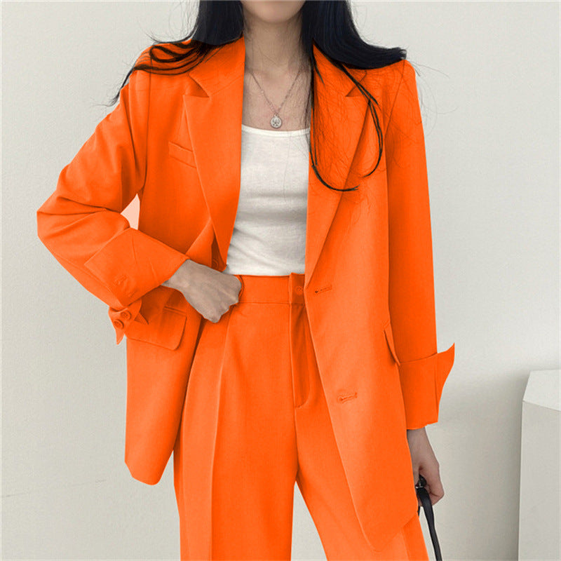 Women Slim Fit Solid Color Suit Set