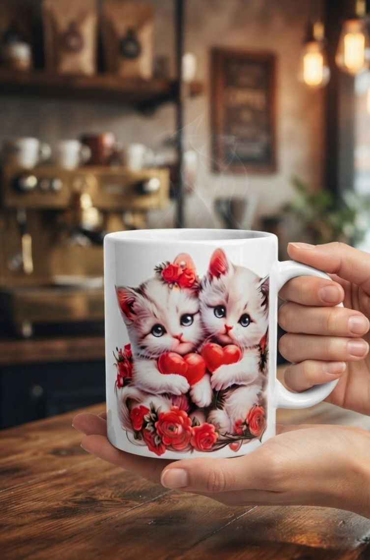 Cat Lover Coffee Mug | Cute Kitty Ceramic Mug | Valentine's Gift | Tea & Coffee Cup