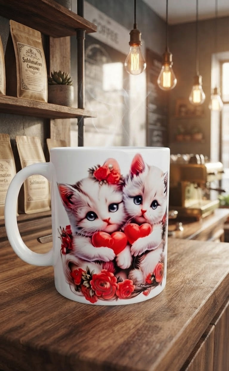 Cat Lover Coffee Mug | Cute Kitty Ceramic Mug | Valentine's Gift | Tea & Coffee Cup